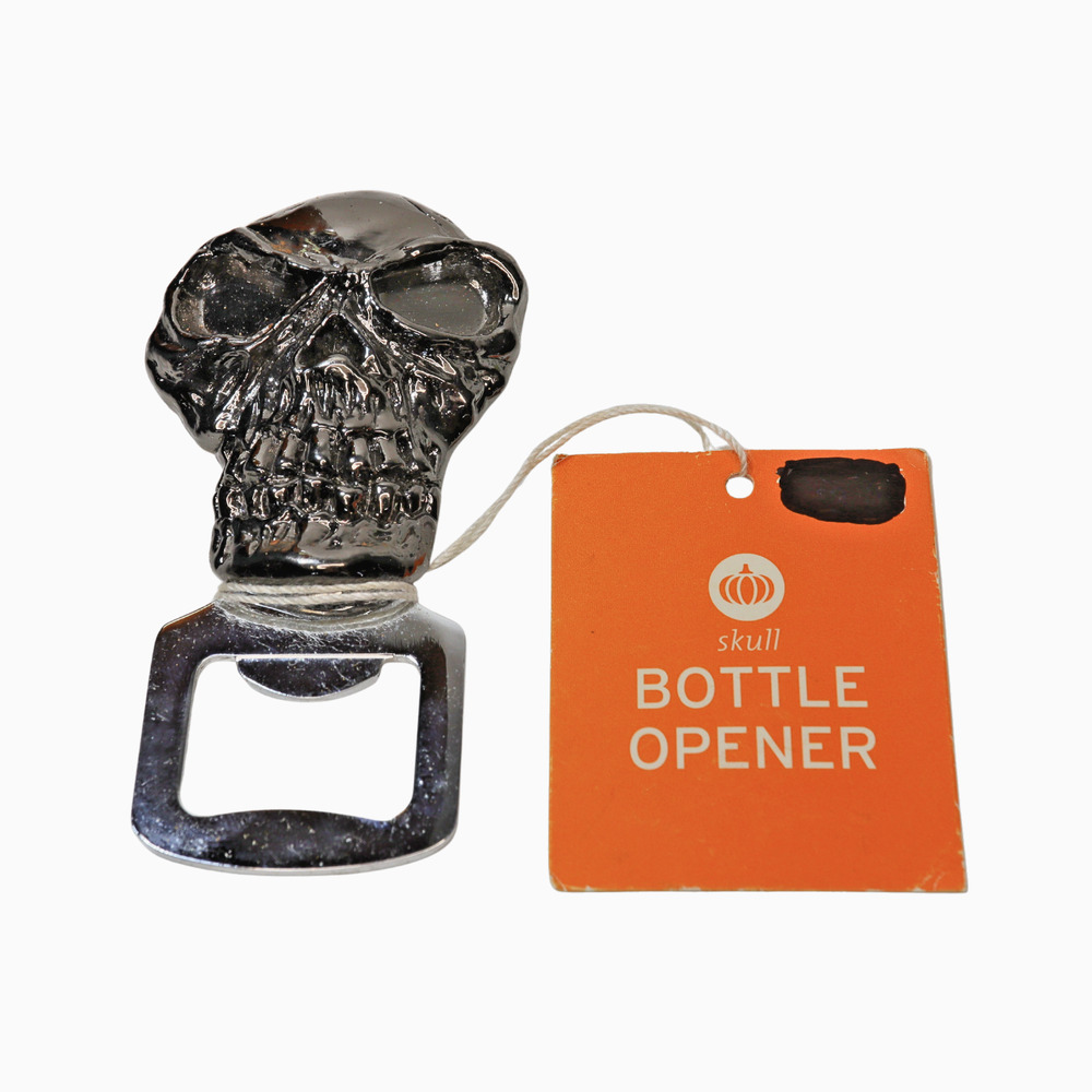Vintage Metal Skull Head Bottle Opener 3.25" Tagged 2012 Gothic Novelty